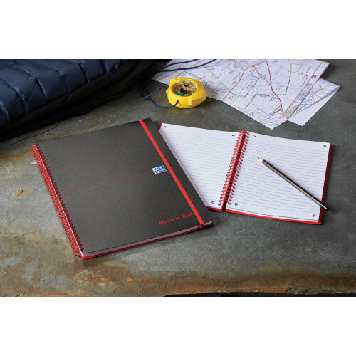 Black N Red A5 Notebook - 100 Ruled Pages, Wirebound With Card Cover - View #3