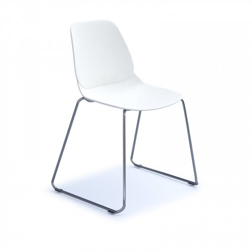 Strut multi-purpose chair with chrome sled frame - white - Hunt Office UK