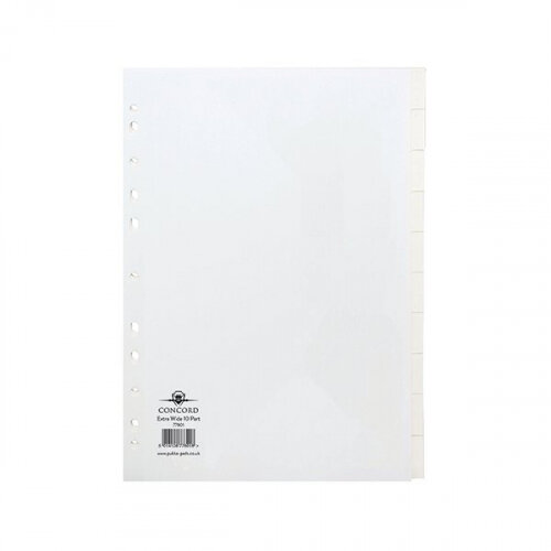 Concord Extra Wide 10 Part Subject Dividers A4 White - Hunt Office UK