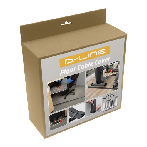 DLine Black Light Duty Floor Cable Cover 80mm x 1.8m Long Hunt Office UK