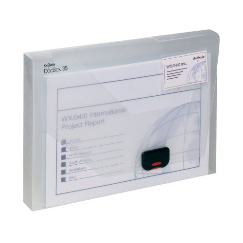 A4 Box File Clear Plastic Push Lock 35mm Spine Snopake - Hunt Office UK