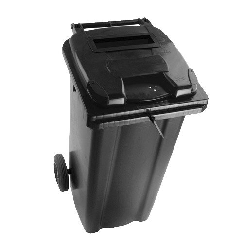 Confidential Waste Wheelie Bin 360 Litre with Slot and Lid Lock Grey