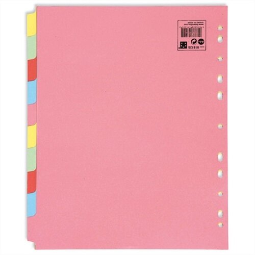 10 Part Extra Wide Subject Dividers A4 Assorted 5 Star - Hunt Office UK