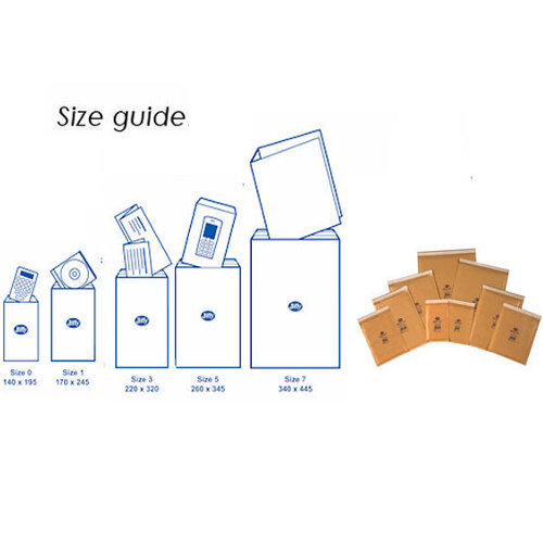 Jiffy Assorted Sizes Gold AirKraft Protective Envelopes Bag Pack of 50