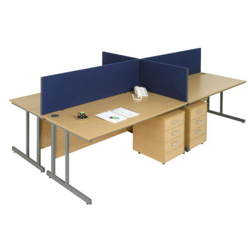 Straight Office Desk Privacy Screen W800xD300mm Blue With Silver Trim