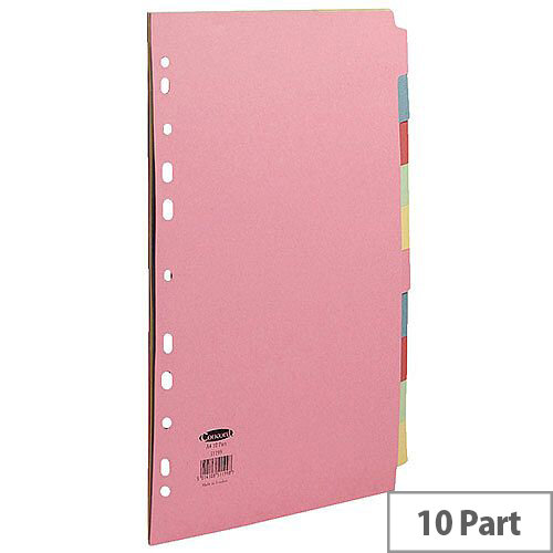 Concord Commercial Subject Dividers 10-Part A4 Assorted 72099/J20 Concord Commercial Subject Dividers 10-Part A4 Assorted 72099/J20