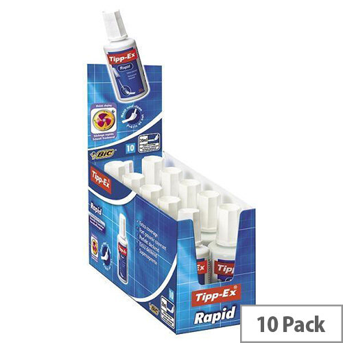 Tipp-Ex Rapid Correction Fluid 20ml White Pack 10 Ref 8012969 Tipp-Ex Rapid Correction Fluid 20ml White Pack 10 Ref 8012969