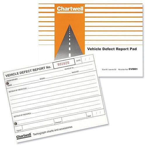 Vehicle Defect Report Book 50 Sheets CVDR1 Chartwell