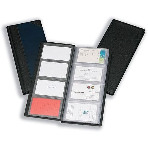 Black Business Card Holder PVC 64 Pockets for 128 Cards Goldline Classic