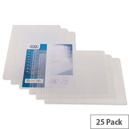 Elba Pocket Polypropylene Multipunched Top-opening A3 Portrait Clear Ref 400005480 Pack 25 Elba Pocket Polypropylene Multipunched Top-opening A3 Portrait Clear Ref 400005480 Pack 25