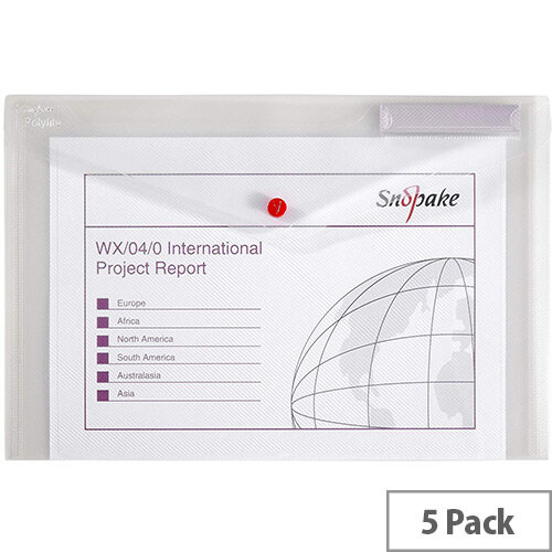 Snopake Polyfile Classic Foolscap Wallet File Clear Pack 5