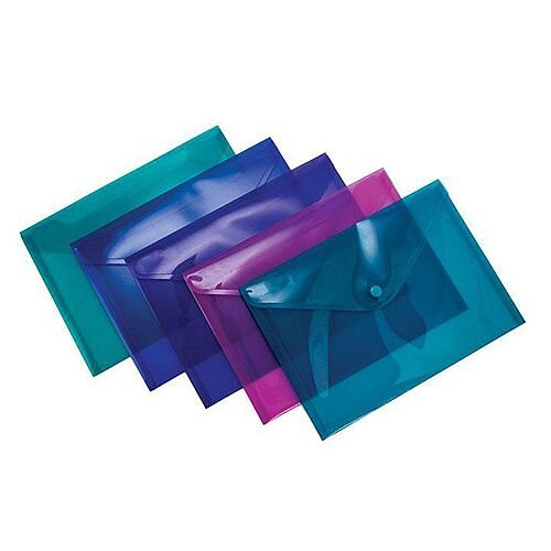 Concord Stud Wallet File Vibrant Polypropylene A5 Assorted Ref 7090-PFL Pack 5 Concord Stud Wallet File Vibrant Polypropylene A5 Assorted Ref 7090-PFL Pack 5