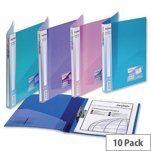 Snopake Electra A4 Assorted Clamp Binder Polypropylene for 100 Sheets 80gsm 12790 Pack 10