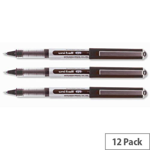 Uni-Ball Eye Micro UB150 0.2mm Line Black Pens UB150BLK Pack 12 - Super Ink is fade resistant, water resistant and tamper proof - Continuous ink flow system