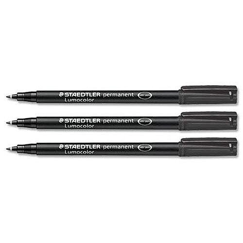 Staedtler Lumocolor Black Permanent Pen Medium 0.8mm Line 317-9 Pack 10