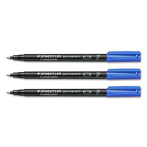 Staedtler 318 Lumocolor Permanent Pen Blue Fine 0.6mm 318-3 Pack 10