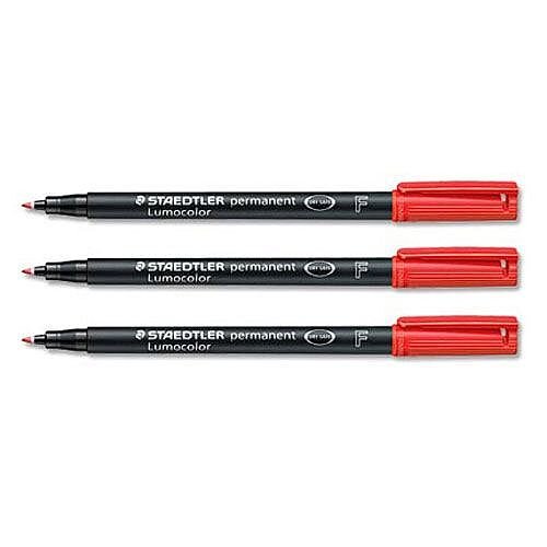 Staedtler 318 Lumocolor Pen 0.6mm Red Permanent 318-2 Pack 10