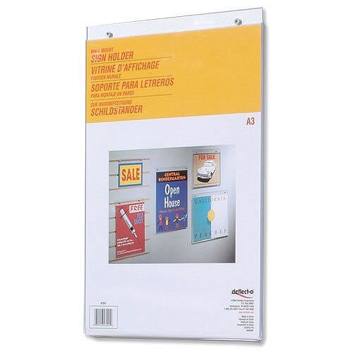 A3 Wall Sign Holder Portrait Clear Deflecto