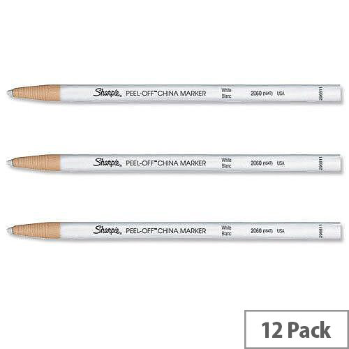 Sharpie China Marker Pencil White Peel-off Unwraps to Sharpen Pack 12