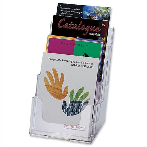 Literature & Brochure Holder Display Multi Tier for Wall or Desktop 4 x A5 Pockets Clear