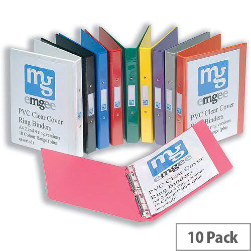PVC Ring Binder A4 Black 4 O-Ring Clear Front Pocket Size 25mm Pack 10 Elba PVC Ring Binder A4 Black 4 O-Ring Clear Front Pocket Size 25mm Pack 10 Elba