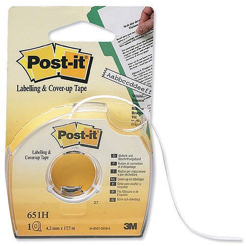 Postit Labelling and Coverup Tape 1 Line W4.2mm Pack 24 Hunt Office UK