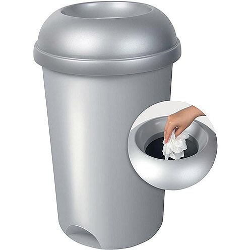 Addis Smart 50.0L Plastic Round Bin Base Metallic Grey with Lid Addis Smart 50.0L Plastic Round Bin Base Metallic Grey with Lid