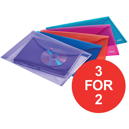 Elba Snap A4 Wallet Polypropylene Integrated Stud Fastening Translucent Assorted Pack of 5 - OFFER 3 for 2 Jan-Dec 2019 Ref 100201306-XX1 Elba Snap A4 Wallet Polypropylene Integrated Stud Fastening Translucent Assorted Pack of 5 - OFFER 3 for 2 Jan-Dec 2019 Ref 100201306-XX1
