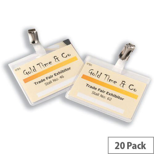 Durable Visitor Name Badge Set 60 x 90mm Pack 20 and 4 Insert Sheets Durable Visitor Name Badge Set 60 x 90mm Pack 20 and 4 Insert Sheets