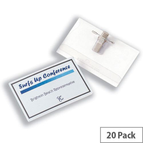 Durable Name Badge Set Combi Clip Assorted 20 Badges 54x90mm and 3 Insert Sheets Ref 8182-00