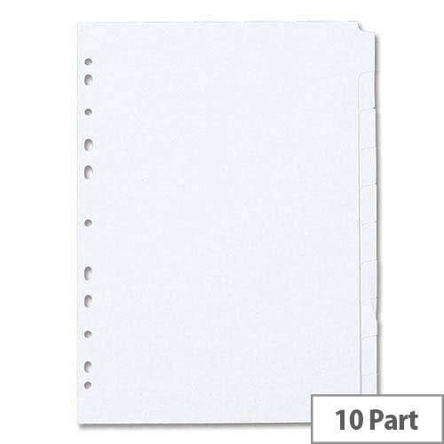 Concord A4 Subject Dividers Punched 11 Holes 10-Part White - Hunt Office UK