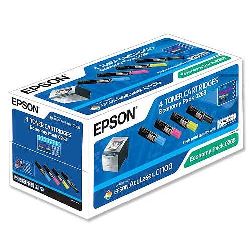 Epson S050268 4-Colour Toner Cartridge Economy Pack C13S050268 1500+ Pages