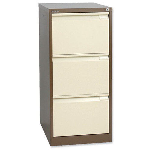 3 Drawer Steel Filing Cabinet Flush Front Brown &Cream Bisley BS3E 3 Drawer Steel Filing Cabinet Flush Front Brown &Cream Bisley BS3E