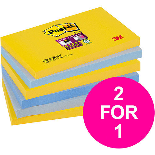 Post-it Super Sticky Notes New York 76x127mm Ref 655-6SS-NY Pack 6 (2 for 1) Jan-Mar 20 Post-it Super Sticky Notes New York 76x127mm Ref 655-6SS-NY Pack 6 (2 for 1) Jan-Mar 20
