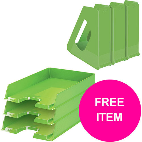 Rexel Choices Letter Trays A4 x3 &Mag Files x3 PP Green (Bundle Offer &FREE Matador Stapler) Jan-Mar 20 Rexel Choices Letter Trays A4 x3 &Mag Files x3 PP Green (Bundle Offer &FREE Matador Stapler) Jan-Mar 20
