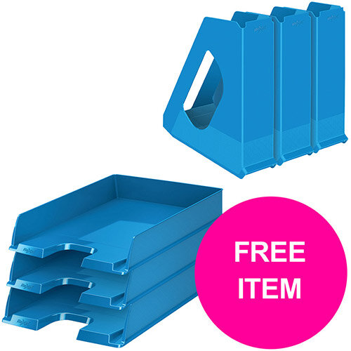 Rexel Choices Letter Trays A4 x3 &Mag Files x3 PP Blue (Bundle Offer &FREE Matador Stapler) Jan-Mar 20 Rexel Choices Letter Trays A4 x3 &Mag Files x3 PP Blue (Bundle Offer &FREE Matador Stapler) Jan-Mar 20