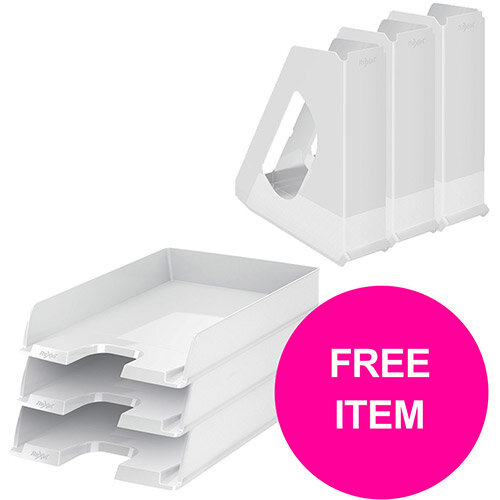 Rexel Choices Letter Trays A4 x3 &Mag Files x3 PP White (Bundle Offer &FREE Matador Stapler) Jan-Mar 20 Rexel Choices Letter Trays A4 x3 &Mag Files x3 PP White (Bundle Offer &FREE Matador Stapler) Jan-Mar 20