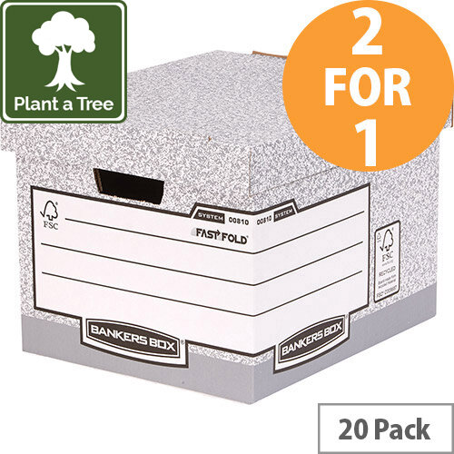 Bankers Box by Fellowes Standard Storage Box Foolscap FSC Ref 00810-FF Pack of 10 (2 for 1) Jan-Mar 20 Bankers Box by Fellowes Standard Storage Box Foolscap FSC Ref 00810-FF Pack of 10 (2 for 1) Jan-Mar 20