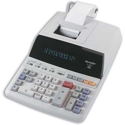 Sharp Printing Calculator Mainspower 12 Digit EL2607R Hunt Office UK