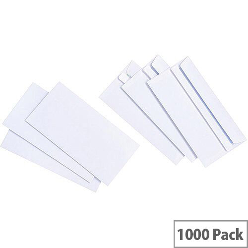 5 Star Value White DL Envelopes Self Seal Wallet 90gsm Pack of 1000