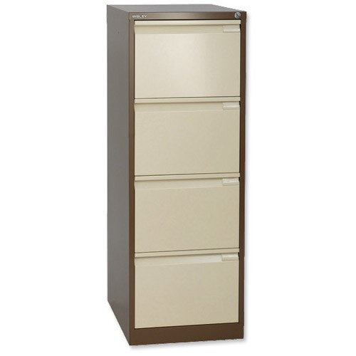 4 Drawer Steel Filing Cabinet Flush Front Brown &Cream Bisley BS4E 4 Drawer Steel Filing Cabinet Flush Front Brown &Cream Bisley BS4E