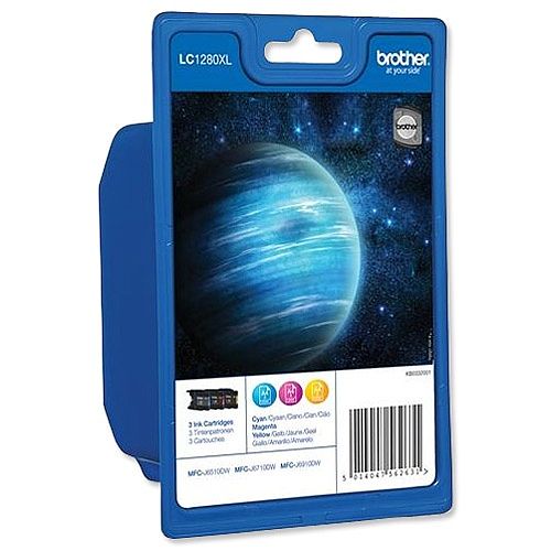 Brother LC1280XLRBWBP 3 Colour High Yield Inkjet Cartridges Pack 3 Brother LC1280XLRBWBP 3 Colour High Yield Inkjet Cartridges Pack 3