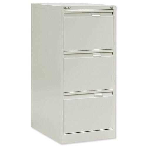 3 Drawer Steel Filing Cabinet Flush Front Chalk White Bisley BS3E