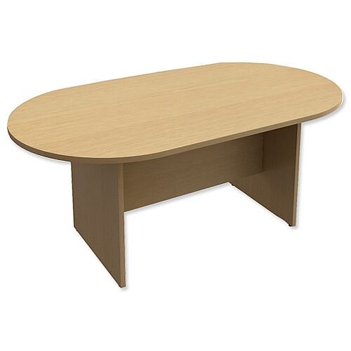 D-End Oak Boardroom Table 1800mm Wide With Panel End Base