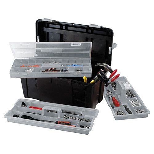 Raaco 23 Inch Toolbox with Two Removable Trays Black Ref 715195