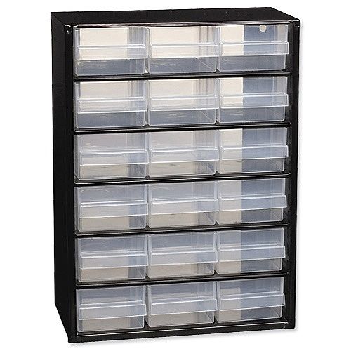 Raaco Steel Cabinet 18 Polypropylene Drawers Black Ref 110129 Raaco Steel Cabinet 18 Polypropylene Drawers Black Ref 110129
