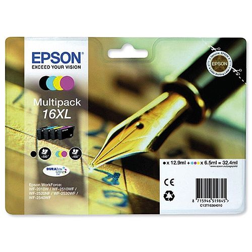 Epson 16XL 4 Colour High Capacity Inkjet Cartridge Multipack Pen &Crossword Series T16364010 Epson 16XL 4 Colour High Capacity Inkjet Cartridge Multipack Pen &Crossword Series T16364010