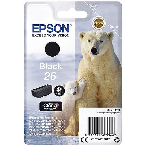 Epson T2601 26 Black Inkjet Cartridge C13T26014010 C13T26014012