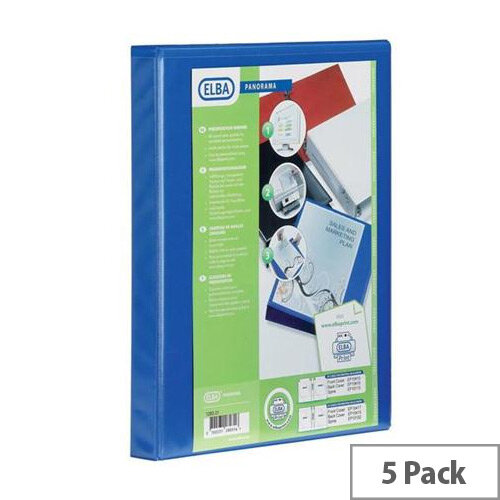 Elba Panorama Presentation Binders 4 O-Ring 16mm A4 Blue Pack 5 Elba Panorama Presentation Binders 4 O-Ring 16mm A4 Blue Pack 5