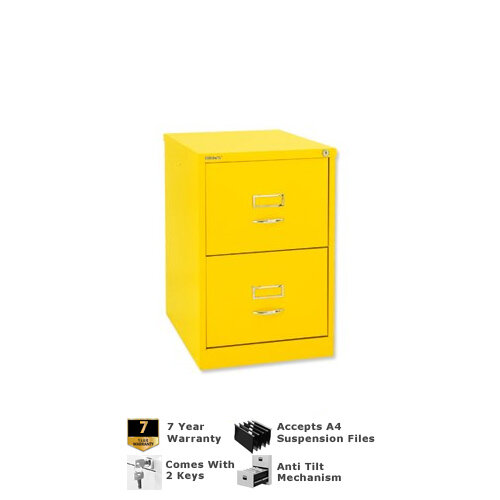 Bisley GLO Filing Cabinet 2-Drawer Yellow Lemon Ref BS2C 